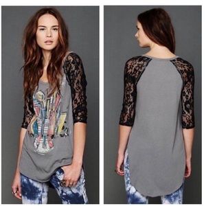free people oversized shirt with lace sleeves